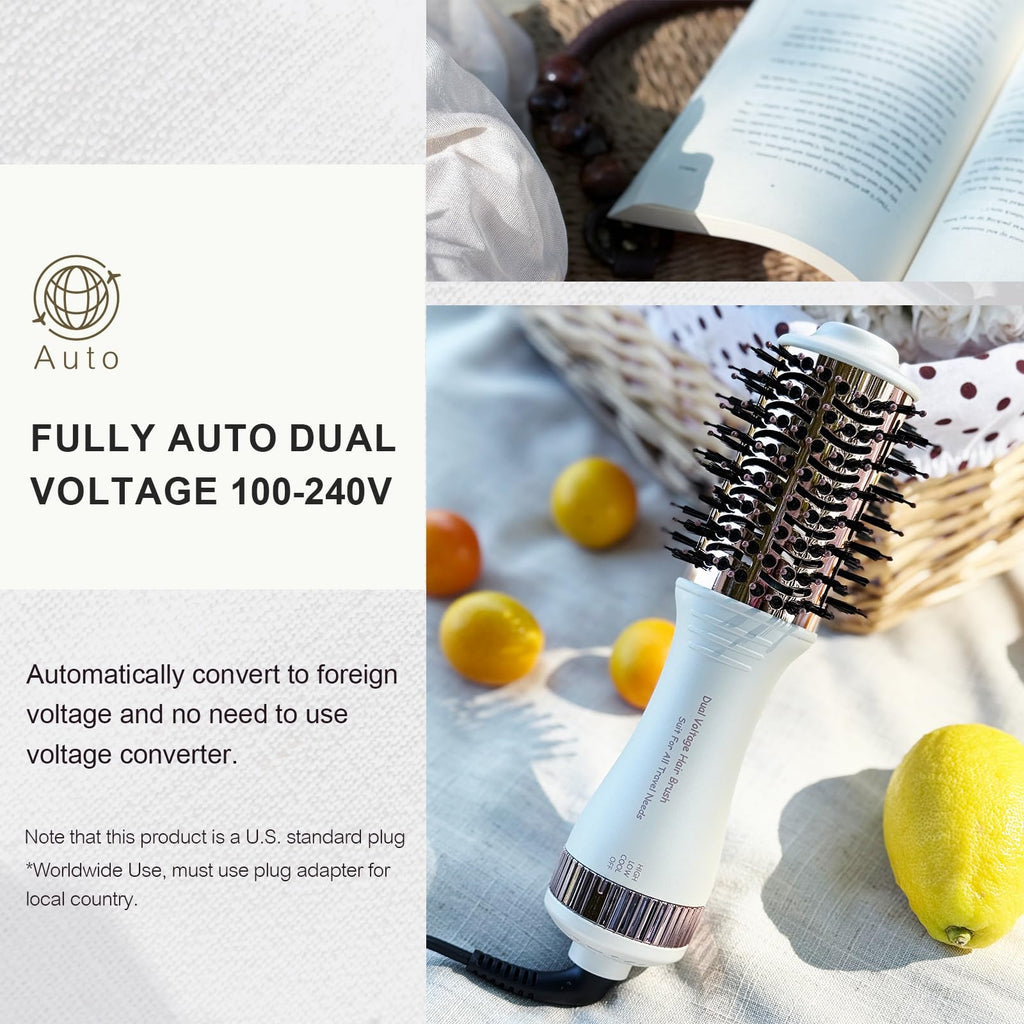 Compact dual voltage hair dryer with brush attachments, perfect for travel. Available for order online in India.