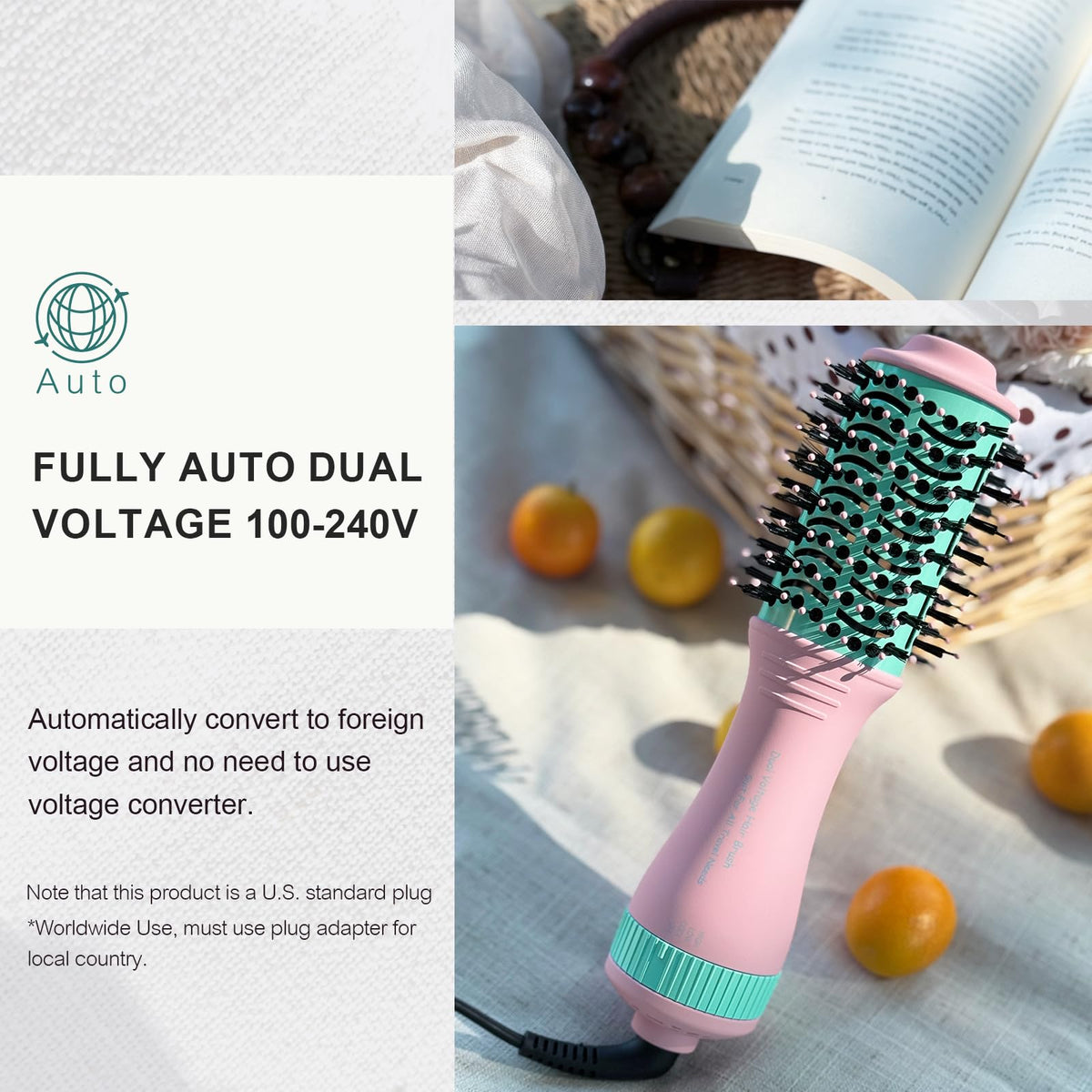 4-in-1 Travel Dual Voltage Hair Dryer available now. Ideal for international use, order online for quick delivery.
