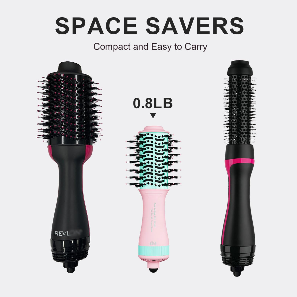Authentic 4-in-1 travel hair dryer, lightweight at 0.8LB, features dual voltage for global use, easy to carry.