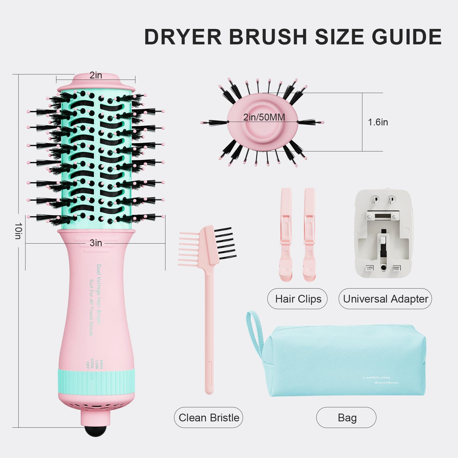 Versatile 4-in-1 Travel Dual Voltage Hair Dryer with brush and accessories. Order online for convenience and travel needs.