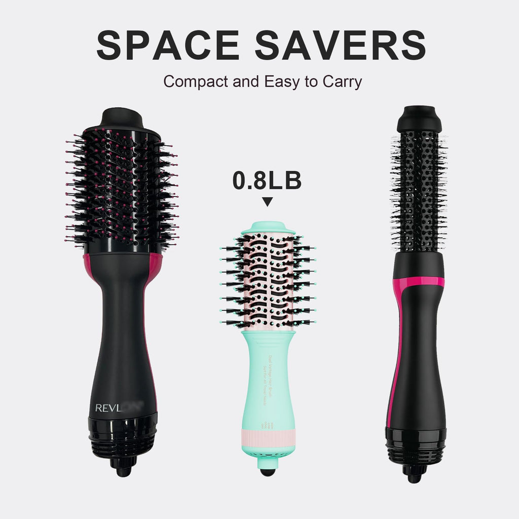 Compact dual voltage hair dryer with multiple attachments; lightweight design for easy travel, perfect for styling anywhere.
