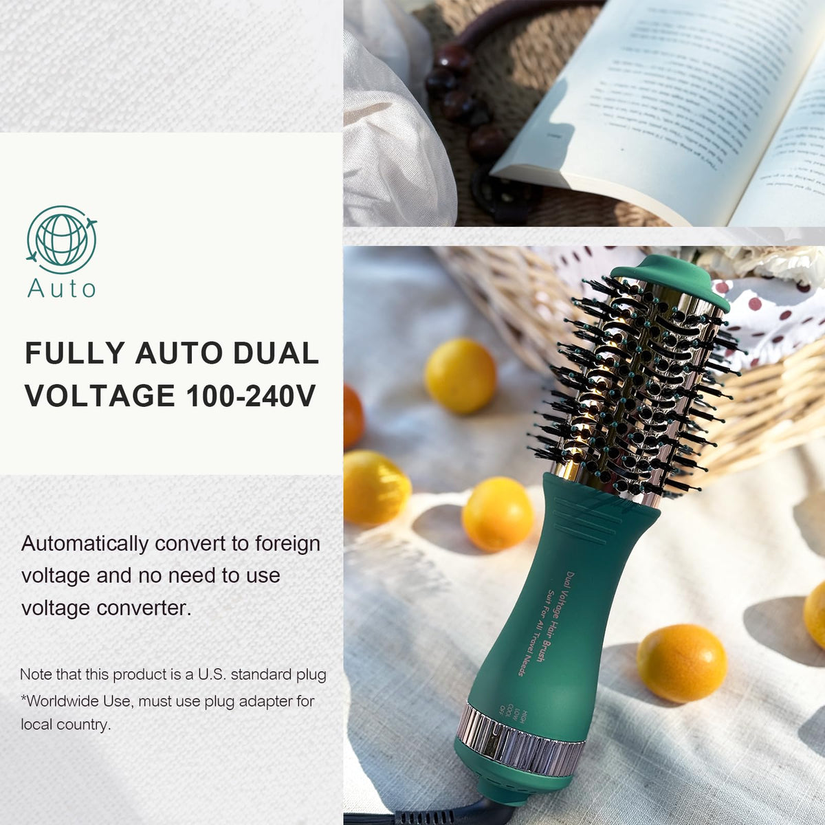 Premium imported 4-in-1 travel hair dryer with automatic dual voltage, ideal for global use and easy styling.