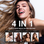 Compact 4-in-1 travel hair dryer: dries, straightens, curls, and volumizes hair. Verified by CuratCart for quality assurance.