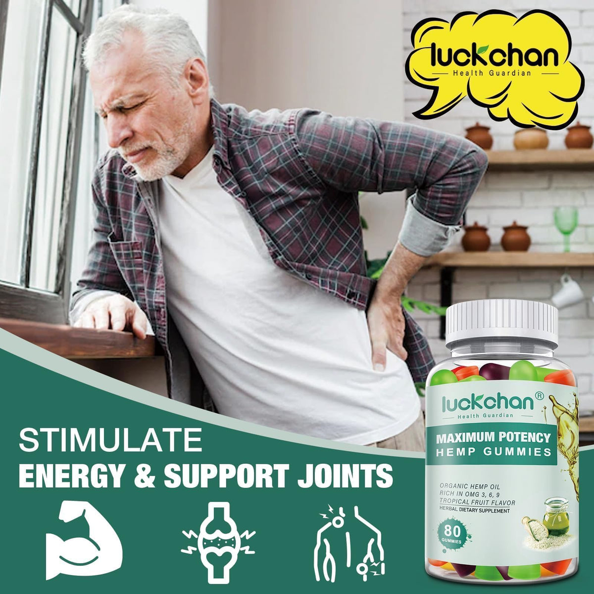 High potency Hemp Gummies by Luckhan, ideal for energy boost and joint support. Perfect for daily use, available at Curat Cart.