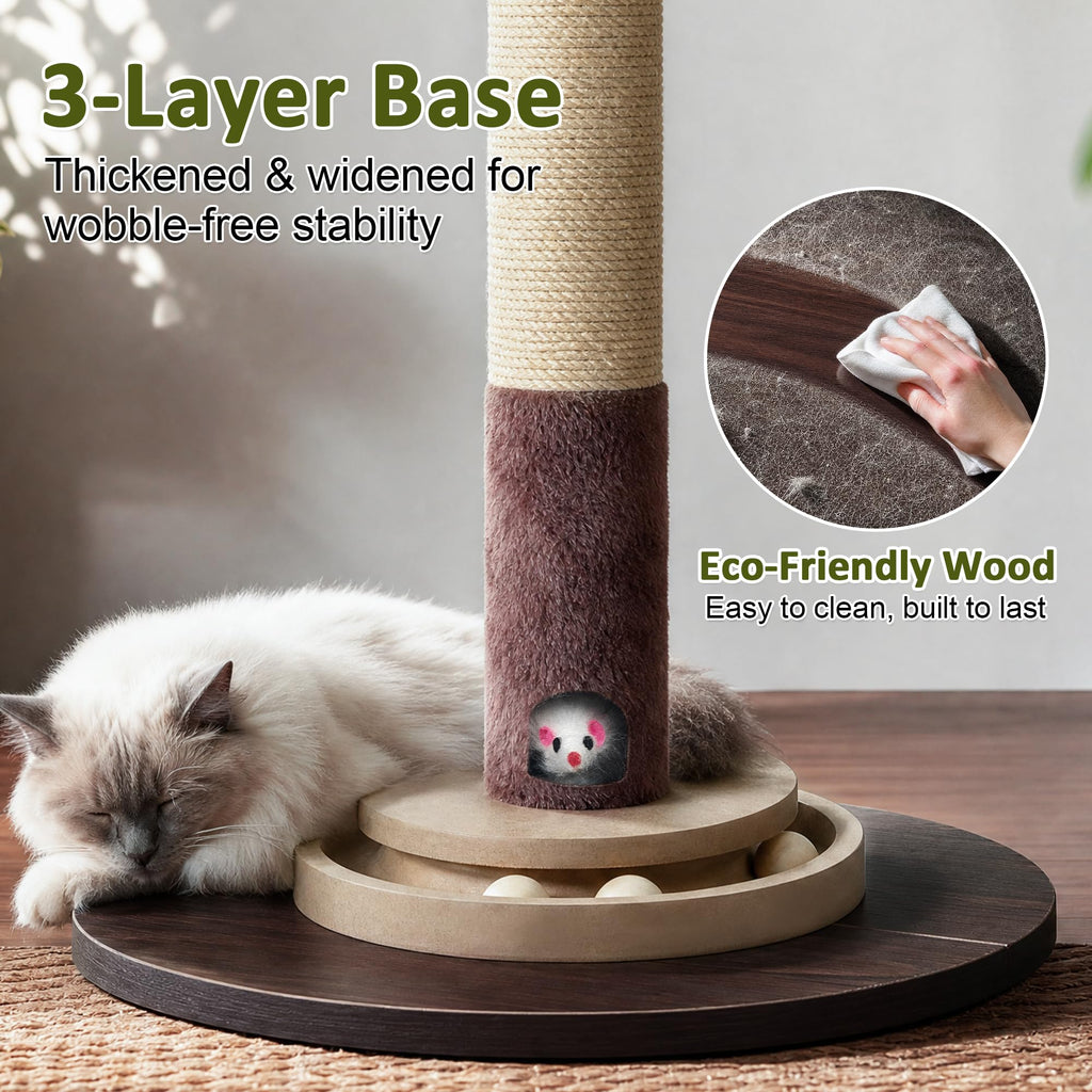 Natural Sisal Rope Cat Scratching Post from Curat Cart, featuring an eco-friendly wood base for stability and easy cleaning. 100% Authentic, available in India.