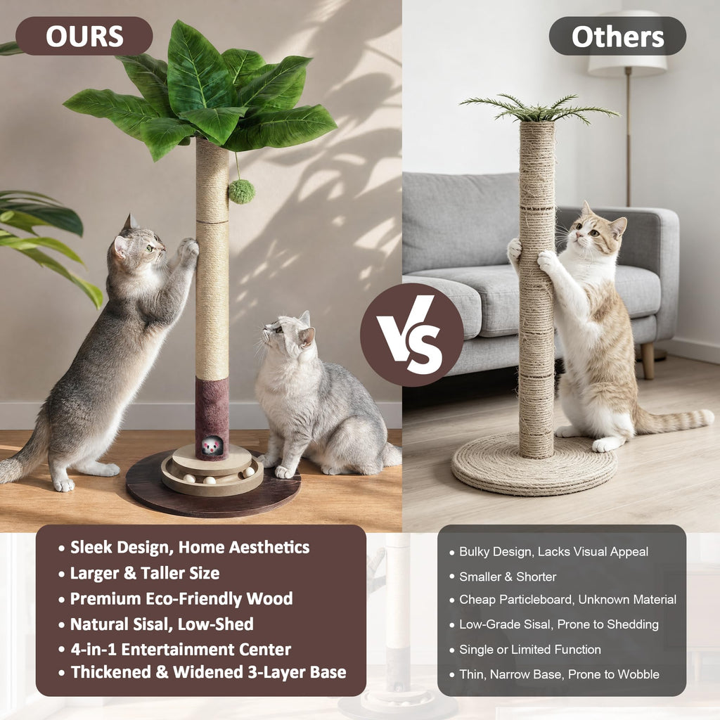 Natural Sisal Rope Cat Scratching Post showcasing premium eco-friendly wood and a sleek design, available at Curat Cart.