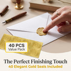 Elevate your correspondence with Blank White Cards and Envelopes, featuring 40 elegant gold seals. Specially curated by Curat Cart.