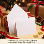 Premium blank white cards and envelopes in official packaging from Curat Cart, perfect for all occasions and celebrations.