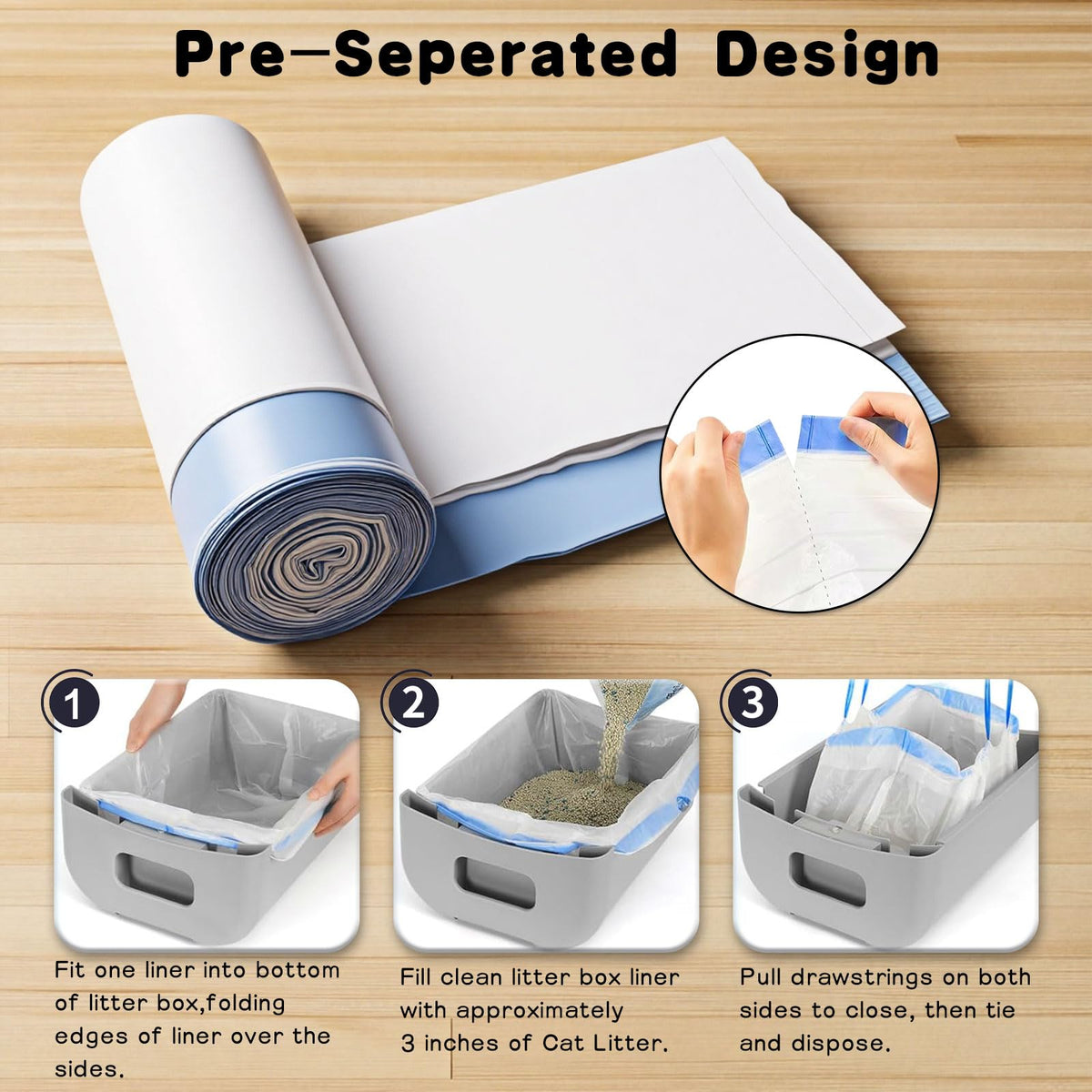 Heavy duty cat litter box liners designed for easy use. Perfect for daily maintenance, available at Curat Cart.