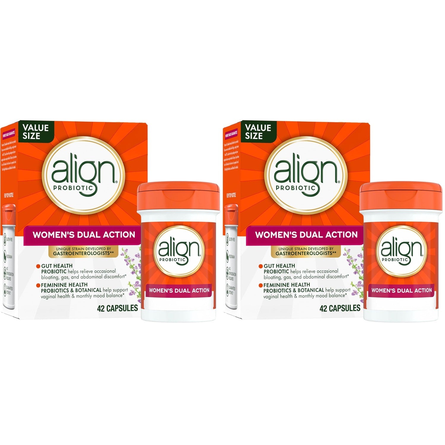 Align Probiotic, Womens Dual Action, Vaginal Probiotics for Women, Womens Probiotic for Vaginal Health Support, with Probiotics for Digestive Health, 42 Probiotic Capsules
