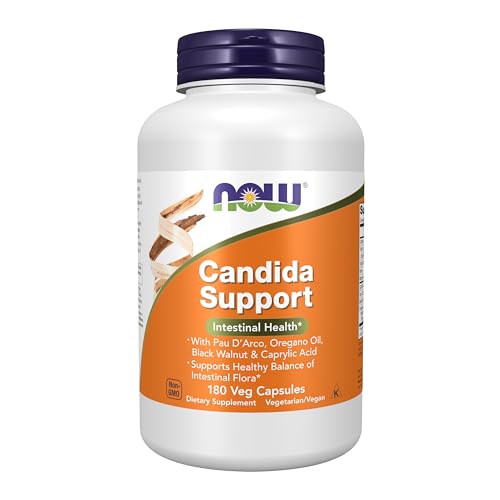 Buy now NOW Foods Supplements, Candida Support with Pau D'Arco, Oregano Oil, Black Walnut & Caprylic Acid, 180 Veg Capsules at indiglob india
