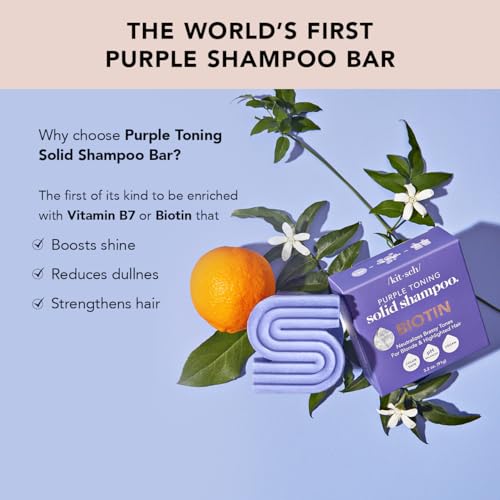 Buy now Kitsch Toning Purple Shampoo For Blondes & Color Treated Hair - Shampoo Bar For Women and Men - Biotin Shampoo for Strengthening & Neutralizing Brassy Tones - Vegan, Silicone & Sulfate Free - 3.2 oz at indiglob india