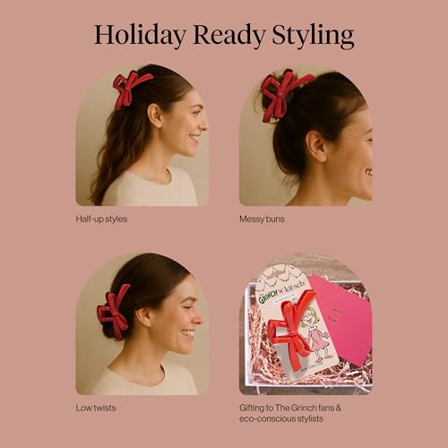 Buy now The Grinch x Kitsch Bow Hair Claw Clip for Women â€“ Strong Hold for Thick or Thin Hair | Glossy Red Hair Clip for Everyday Hairstyle | Ideal Gifts for Women - 1 pc at indiglob india