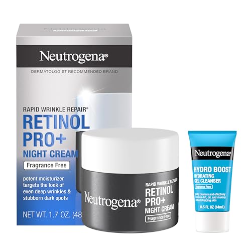 Buy now Neutrogena Rapid Wrinkle Repair Retinol Pro+ Night Cream Face Moisturizer, Anti-Aging Face Cream, 1.7 oz + Trial Size Hydro Boost Facial Cleanser, 0.5 fl. oz at indiglob india