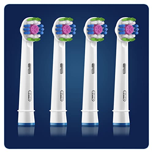Buy now Oral-B 3D White Electric Toothbrush Head with CleanMaximiser Technology, Angled Bristles for Deeper Plaque Removal, Pack of 4, White at indiglob india