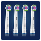 Buy now Oral-B 3D White Electric Toothbrush Head with CleanMaximiser Technology, Angled Bristles for Deeper Plaque Removal, Pack of 4, White at indiglob india