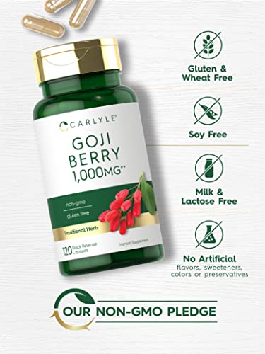 Buy now Carlyle Goji Berry | 120 Capsules | Concentrated Extract from Wolfberry Plant | Non-GMO, Gluten Free at indiglob india
