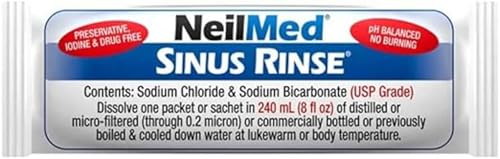 Buy now NeilMed Sinus Rinse Starter Kit with 5 Premixed Saline Packets - Large Volume Low Pressure Saline Nasal Irrigation & moisturizing Complete System at indiglob india