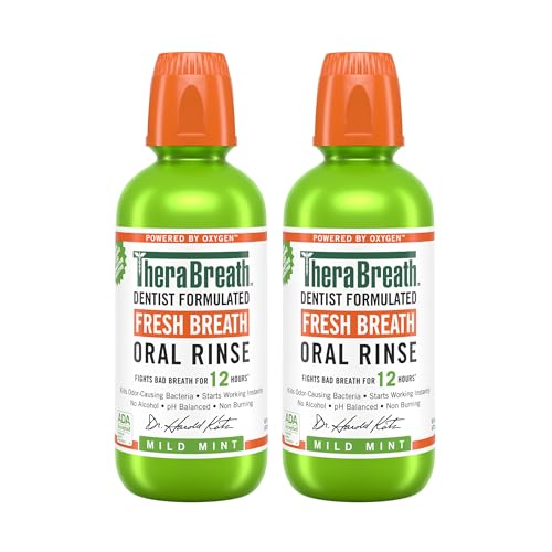 Buy now TheraBreath Fresh Breath Mouthwash, Mild Mint Flavor, Alcohol-Free, 16 Fl Oz (2-Pack) at indiglob india