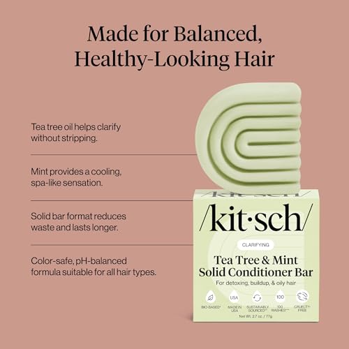 Buy now Kitsch Clarifying Tea Tree & Mint Conditioner Bar - Hair Conditioner for Scalp & Oil Control - Vegan Conditioner for Women and Men, Color-Safe, Sustainable Hair Care - Made in USA, 2.7 oz at indiglob india
