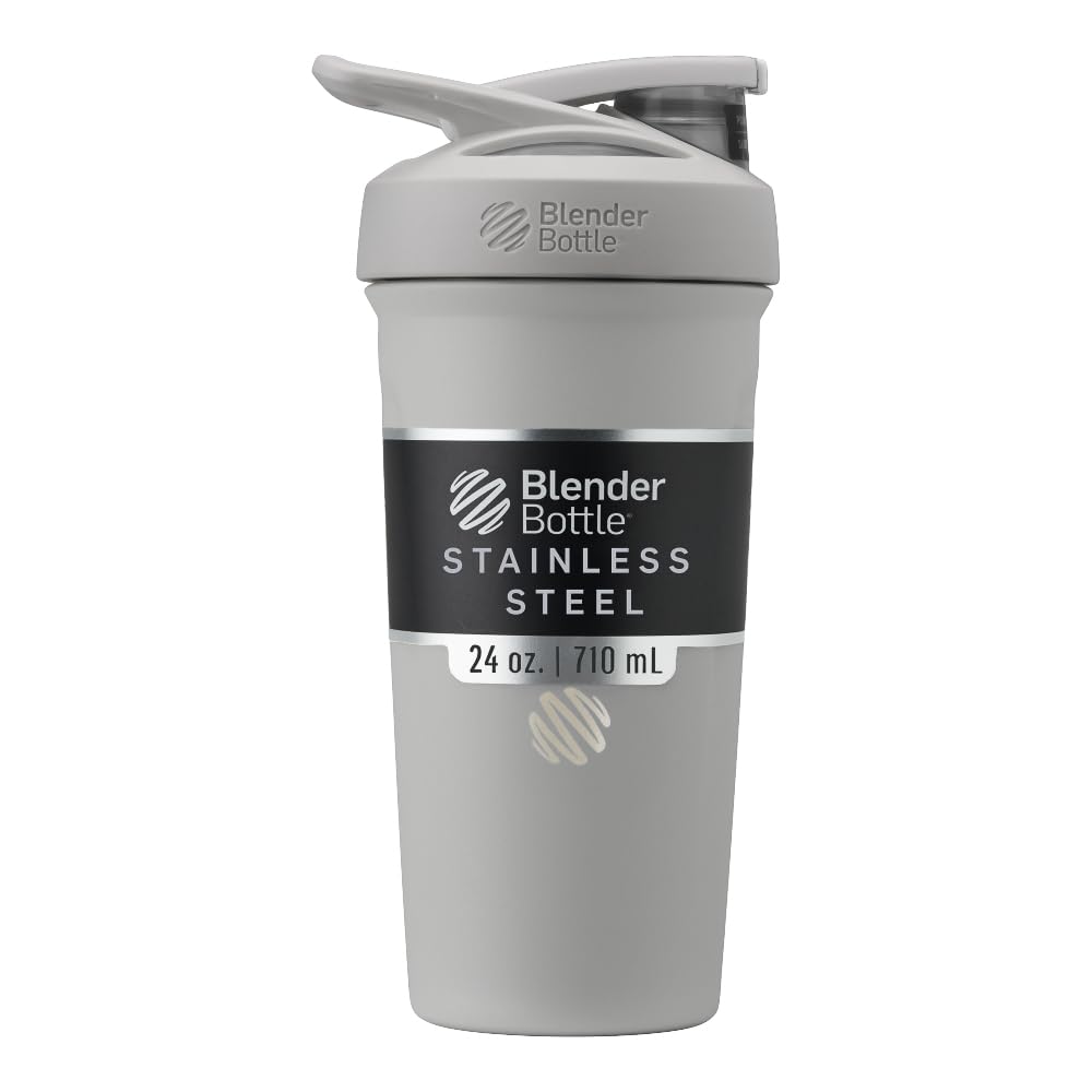 Buy now BlenderBottle Strada Shaker Cup Insulated Stainless Steel Water Bottle with Wire Whisk, 24-Ounce, Black at indiglob india