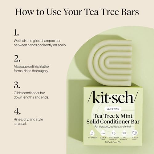 Buy now Kitsch Clarifying Tea Tree & Mint Conditioner Bar - Hair Conditioner for Scalp & Oil Control - Vegan Conditioner for Women and Men, Color-Safe, Sustainable Hair Care - Made in USA, 2.7 oz at indiglob india