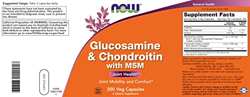 Buy now Now Glucosamine & Chondroitin with MSM, 300 Capsules at indiglob india