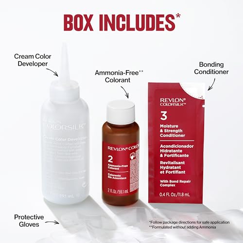 Buy now Revlon ColorSilk with Bond Repair Complex, Permanent Hair Color, 100% Gray Coverage, Ammonia Free Dye, Vegan Keratin, 45 Bright Auburn, 3 pack at indiglob india