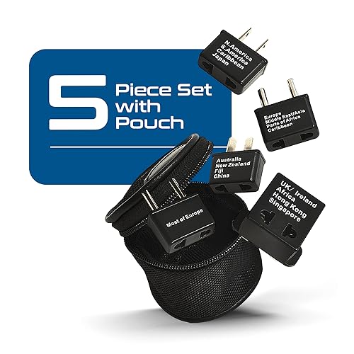 Buy now Ceptics International Worldwide Travel Plug Adapter 5 Piece Set, Great for Cell Phones, Battery Chargers, Laptops to Work in Most Countries at indiglob india