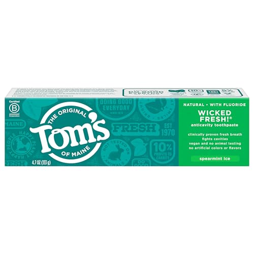 Buy now Tom's of Maine Natural Wicked Fresh! Fluoride Toothpaste, Spearmint, 4.7 oz. 2-Pack at indiglob india