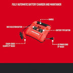 Buy now CRAFTSMAN 12A Car Battery Charger and Maintainer, 4-in-1 Solution, Battery Tester, for 6V/12V Power Sport, Automotive, and Marine Batteries, CMXCESM258 at indiglob india