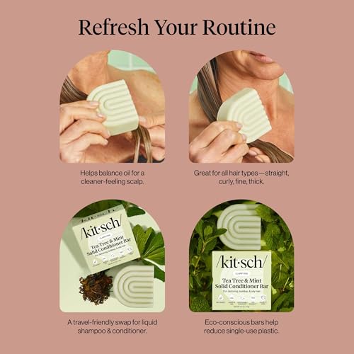 Buy now Kitsch Clarifying Tea Tree & Mint Conditioner Bar - Hair Conditioner for Scalp & Oil Control - Vegan Conditioner for Women and Men, Color-Safe, Sustainable Hair Care - Made in USA, 2.7 oz at indiglob india