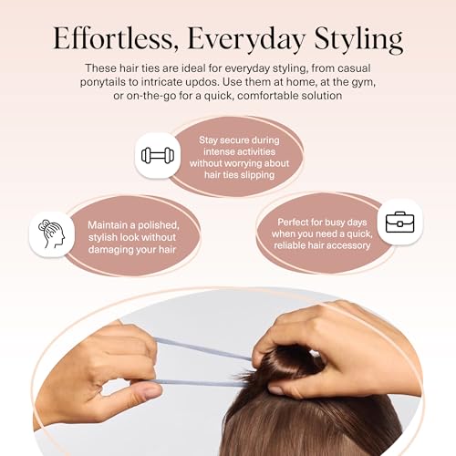 Buy now Kitsch Black Hair Ties No Damage - Strong, Stretchy Hair Bands | Soft Nylon Ponytail Holders, Snag-Free Rubber Bands, Perfect for Updos & Braids | Ideal Gifts for Women - Black, 6pcs at indiglob india