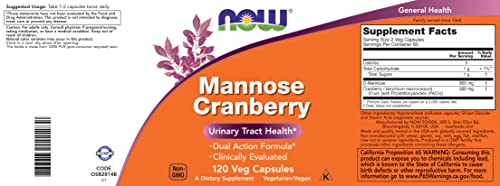 Buy now NOW Foods Mannose Cranberry, 120 Capsules (Pack of 2) - with PAC - 450mg dMannose, 250mg Whole Cranberry - Urinary Tract Health* - Vegan Friendly Supplement, Non-GMO at indiglob india