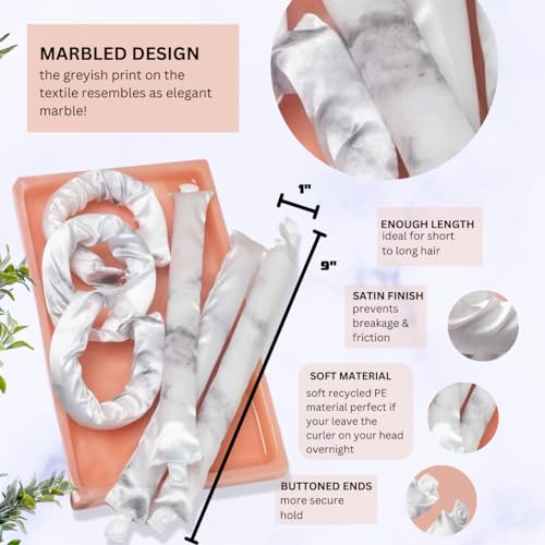 Buy now Kitsch Satin Pillow Rollers -Heatless Hair Curler, Hair Rollers, Heatless Curls Overnight, Flexible Curling Rods for Long &Short Hairs, Flexi Rod Curlers to Sleep in, Overnight Blowout Rods-6pc Marble at indiglob india