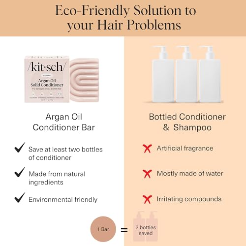 Buy now Kitsch Argan Oil Conditioner Bar â€“ Repairing Hair Conditioner for Damaged Hair, Anti-Frizz â€“ Strengthening, Moisturizing Hair Care â€“ Paraben, Silicone & Sulfate-Free â€“ Made in USA - 2.7 oz | Repairing, for Women and Men, Made in USA at indiglob india