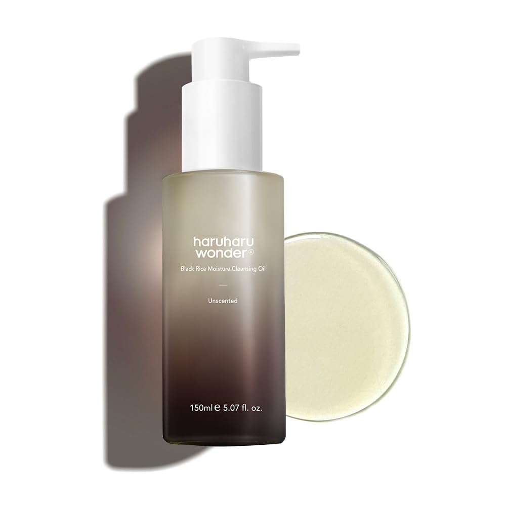 HARUHARU Black Rice Moisture Cleansing Oil, 1.0 fl.oz, Pore Control, Vegan | Gentle Daily Makeup Remover, no Tightness, Double Cleansing, Sensitive Skin, Non-comedogenic, Korean Skin care, Travel Size