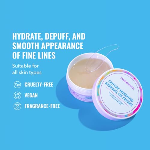 Buy now Good Molecules Caffeine Energizing Hydrogel Eye Patches - Eye Mask with Hyaluronic Acid Hydrate and Reduce Puffiness - Pack of 30, Skincare for Face at indiglob india