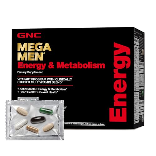 Buy now GNC Mega Men Energy and Metabolism Vitapak Program, Convenient, Complete Nutrition, 5 Products in 1 Packet, Calorie Burn, Thermogenic, 300mg Caffeine, 30 Daily Packs at indiglob india