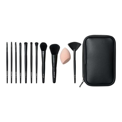 Buy now e.l.f. Full Face & Eye Makeup Brush Set with Travel Case, 11 Face & Eye Brushes For Creating A Full Face Makeup Look, Vegan & Cruelty-Free at indiglob india