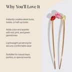 Buy now Kitsch French Hair Pins for Women â€“ Elegant & Durable Metal Hair Fork for Updos, Chignon, Bun & Twist Hairstyles, Secure Hold All Day, Comfortable Fit | Ideal Gifts for Women- Gold, 1pc at indiglob india