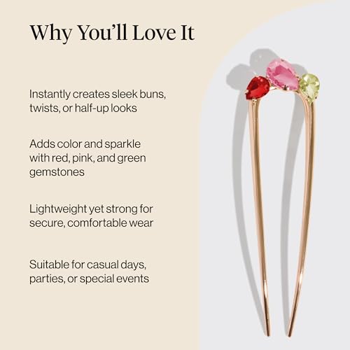 Buy now Kitsch French Hair Pins for Women â€“ Elegant & Durable Metal Hair Fork for Updos, Chignon, Bun & Twist Hairstyles, Secure Hold All Day, Comfortable Fit | Ideal Gifts for Women- Gold, 1pc at indiglob india