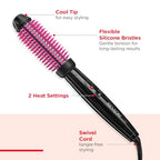 Buy now REVLON Silicone Bristle Heated Hair Styling Brush | Fast, Long Lasting Volume for Easy Styling | 1" Barrel for Full Body and Smooth Styles (Black/Pink) at indiglob india