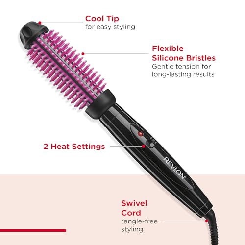 Buy now REVLON Silicone Bristle Heated Hair Styling Brush | Fast, Long Lasting Volume for Easy Styling | 1" Barrel for Full Body and Smooth Styles (Black/Pink) at indiglob india