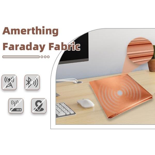 Buy now Amerthing Pure Copper Faraday Fabric RF & LF Electromagnetic Fields Gold Color Blocking Fabric 2 Meters (78"x43" inch) at indiglob india