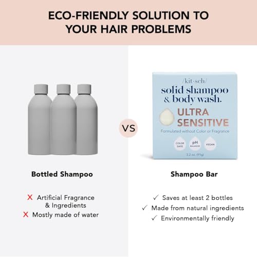 Buy now Kitsch 2-in-1 Shampoo Bar and Body Wash - Ultra Sensitive, Vegan & Natural, 5-Ingredient Formula Bar Soap for Hair & Body - Scent-Free, Paraben-Free - For Sensitive Scalp & Skin - 3.2 oz at indiglob india