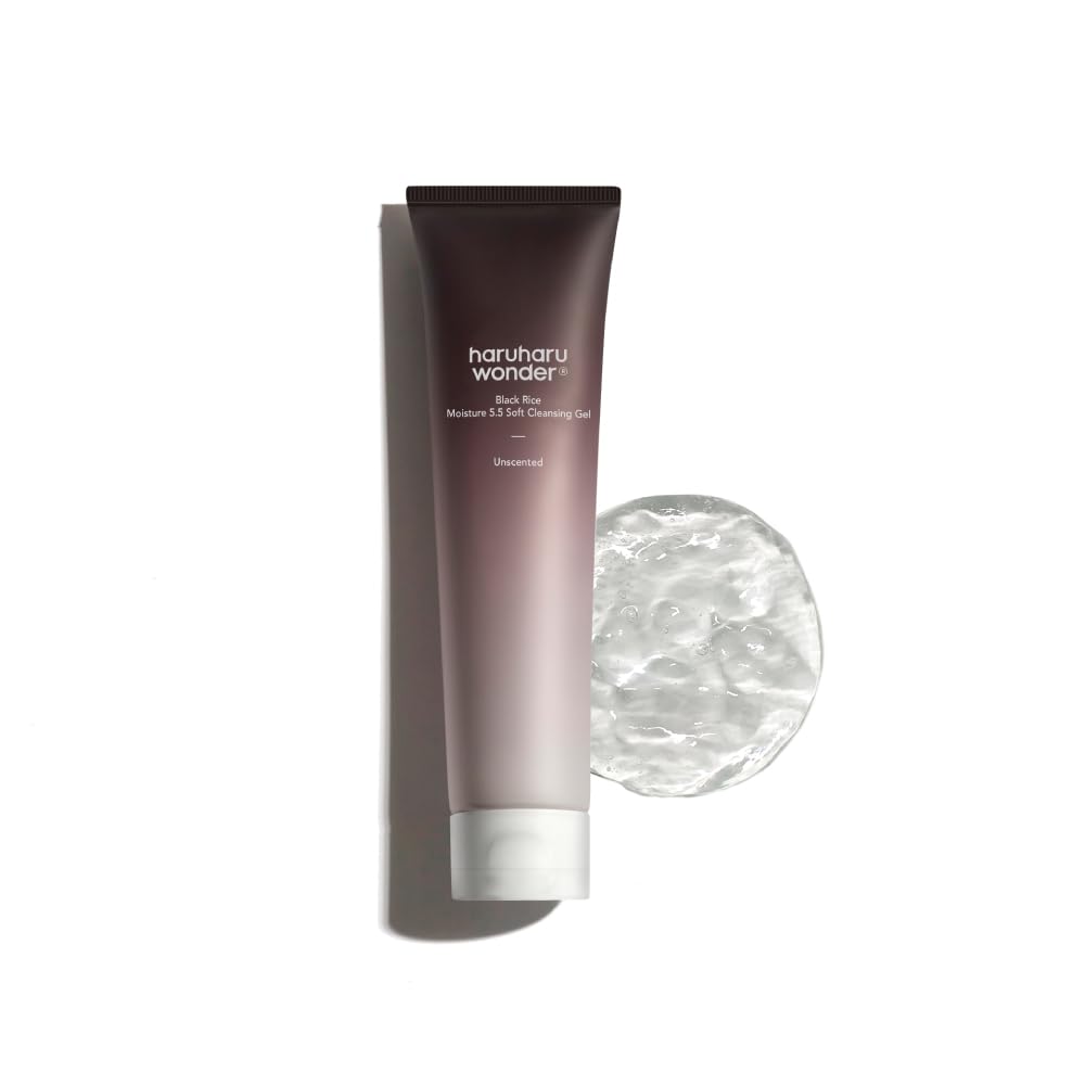 HARUHARU Black Rice Moisture 5.5 Soft Cleansing Gel, 3.4 fl.oz, Vegan | Gentle Daily Cleanser, Low pH, Moisture Balance, For Sensitive Skin, No Tightness, Pore Care, Cruelty-Free, Korean Skin care