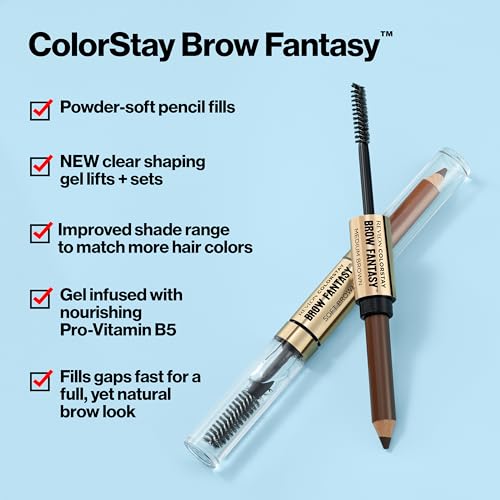 Buy now Revlon ColorStay Brow Fantasy, All In One Eyebrow Powder Pencil with Shaping Clear Gel, Gel Infused with Panthenol, Smudge-proof, 16HR Visibly Full Brows, 004 Dark Brown at indiglob india