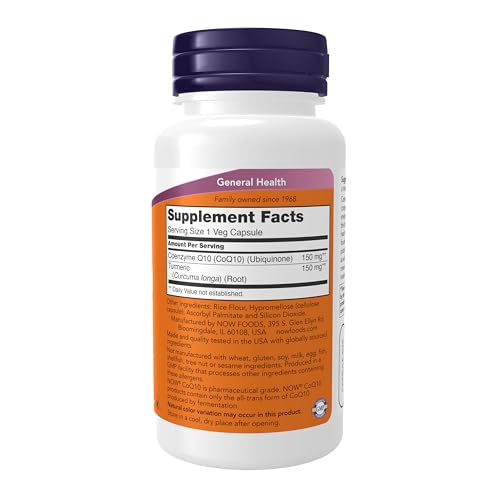 Buy now NOW Supplements, CoQ10 150 mg, Pharmaceutical Grade, All-Trans Form produced by Fermentation, 100 Veg Capsules at indiglob india