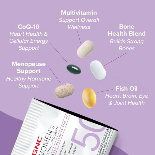 Buy now GNC Womenâ€™s 50+ Vitapak, 5-in-1 Multivitamin Pack, Healthy Hormones, Brain Health, Metabolism, Bone Strength, Edible Dietary Supplement, 30 Servings at indiglob india